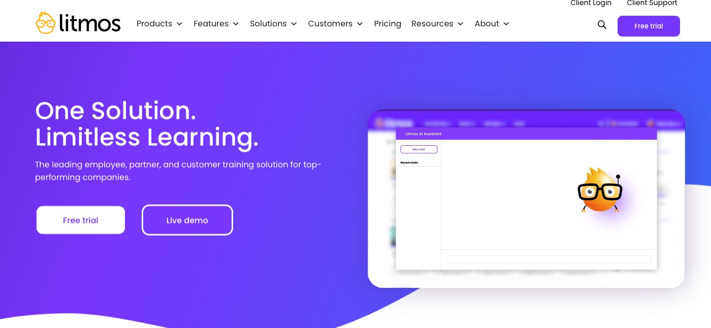 Screenshot of Litmos website landing page